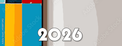 2026 Happy New Year colorful Background Design. multicolor 2026 New year Greeting Card, 2026 long Banner, two thousand twenty six Poster. abstract design with 2026 number. art design background 2026