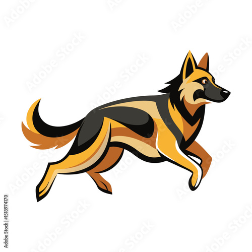 Abstract German Shepherd Dog Running Illustration