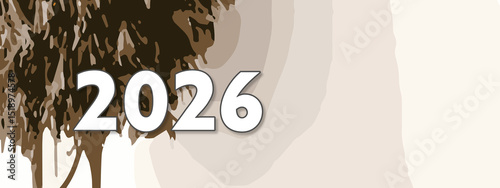 2026 Happy New Year colorful Background Design. multicolor 2026 New year Greeting Card, 2026 long Banner, two thousand twenty six Poster. abstract design with 2026 number. art design background 2026