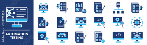 Automation Testing icon collection set. Containing design automation, technology, development, software
