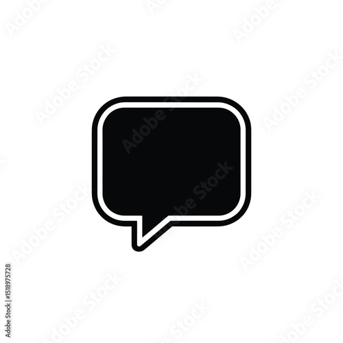 Black Speech Bubble Icon with Rounded Corners for Communication, Dialogue, or Thought Symbol