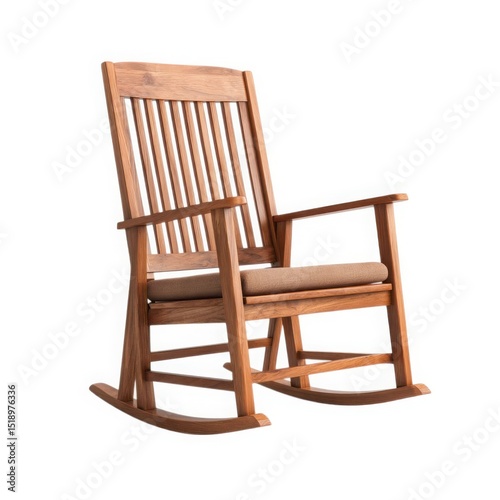 Wooden rocking chair with cushion isolated on white background