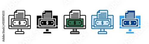 Payroll System Icon Set Multiple Style Collection