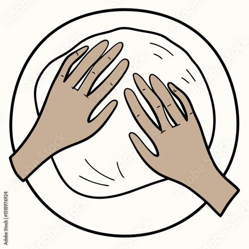 Making Dough With Hands In A Circular Dish
