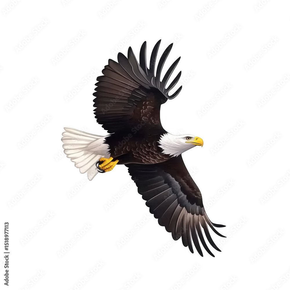 Naklejka premium Detailed bald eagle sculpture on rustic wood base