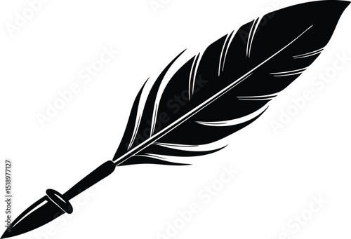 quill feather pen silhouette vector icon