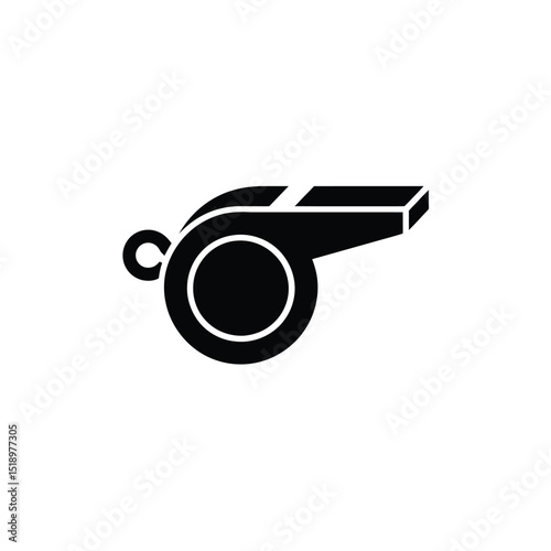 Black Whistle Illustration Referee, Coach, Sports, and Safety in Simple, Detailed Design