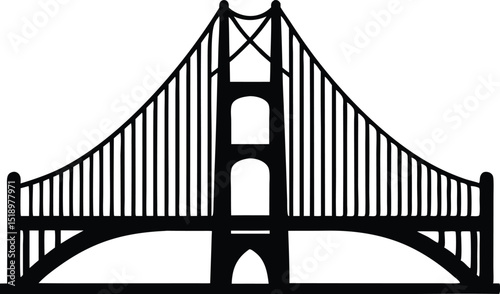 golden gate bridge silhouette vector icon