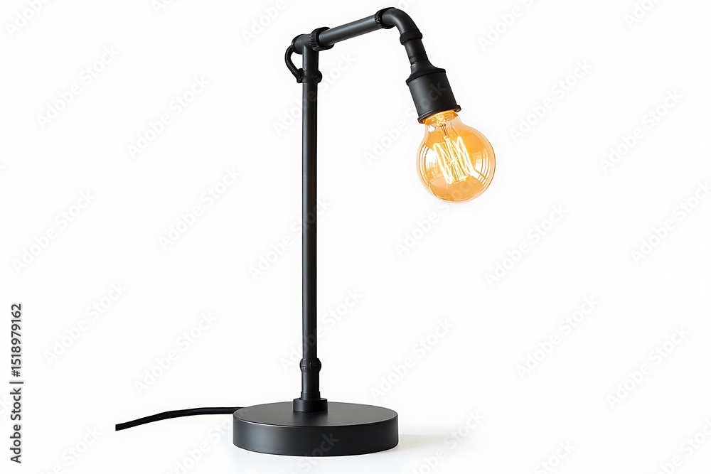 custom made wallpaper toronto digitalA black metal pipe lamp with an edison bulb on a white background in a studio environment