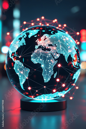 Digital world globe representing global network connections and technological advancements