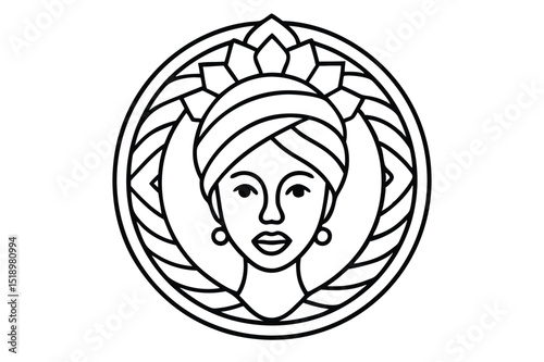Abstract african woman headwrap logo design
