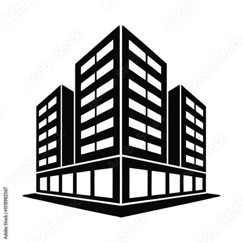 Vector illustration of modern city architecture featuring urban skyscrapers and office buildings