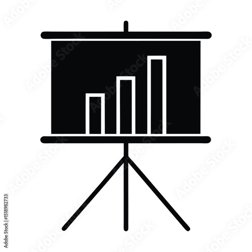 Presentation board with bar graph showing growth