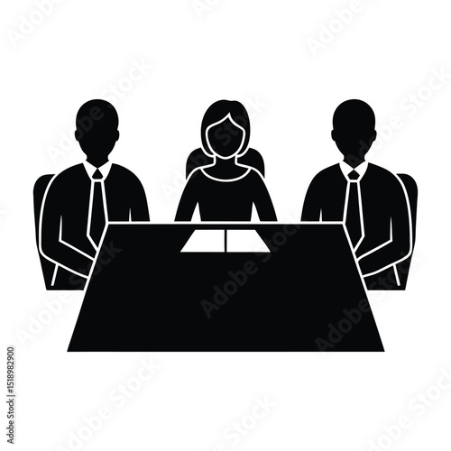 Business meeting icon three people table