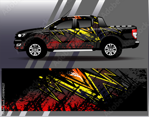 Car wrap design vector. Graphic abstract stripe racing background designs for vehicle, rally, race, adventure and car racing livery