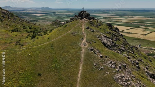 Aerial view of the Macin mountains in Dobrogea region, southeastern Romania.