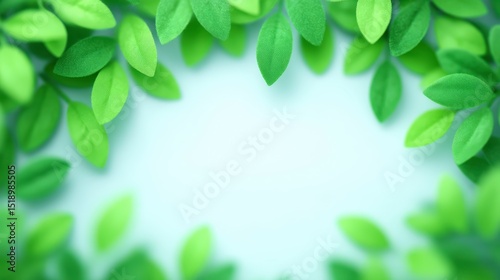 Lush Green Leaves Frame  Eco Friendly Nature Background  Spring Foliage  Copy Space