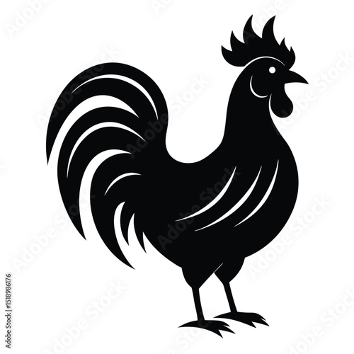 Bold Rooster Silhouette Illustration of a Stylish Farm Animal Design