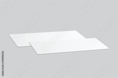 3D Realistic empty gift voucher card mockup isolated on background. Blank template for presentation discount, plastic coupon, train, movie, raffle, carnival, concert, festival, flyer or event ticket