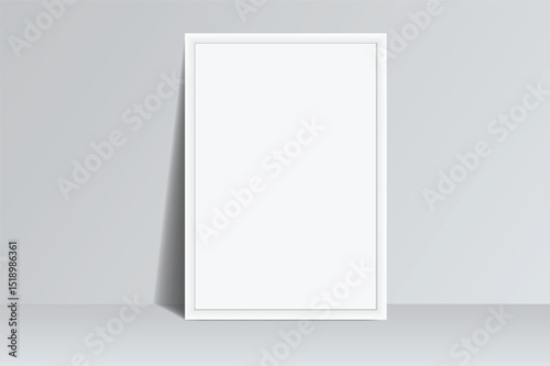 Realistic blank plastic frame photo mockup. Empty rectangular picture frame template isolated on transparent background. Vector mockup for picture, painting, poster, photographs or art gallery