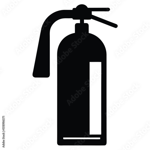 Detailed Black Silhouette of Fire Extinguisher, Emergency Equipment Icon for Safety
