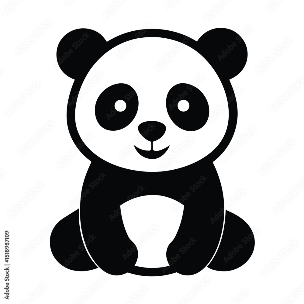 Fototapeta premium Minimalist Panda Bear Illustration Black and White Design with Simplified Features