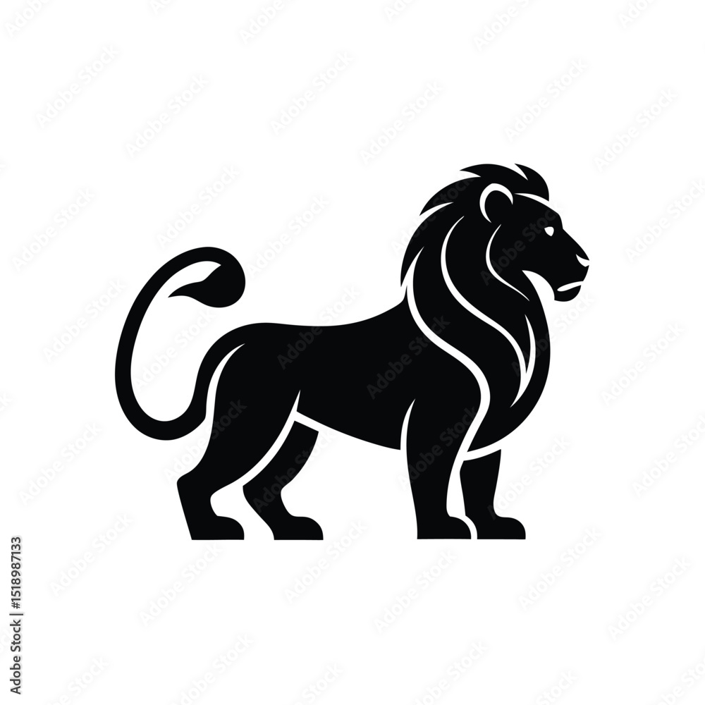 Obraz premium of a Regal Black Lion Silhouette Isolated on a White Background