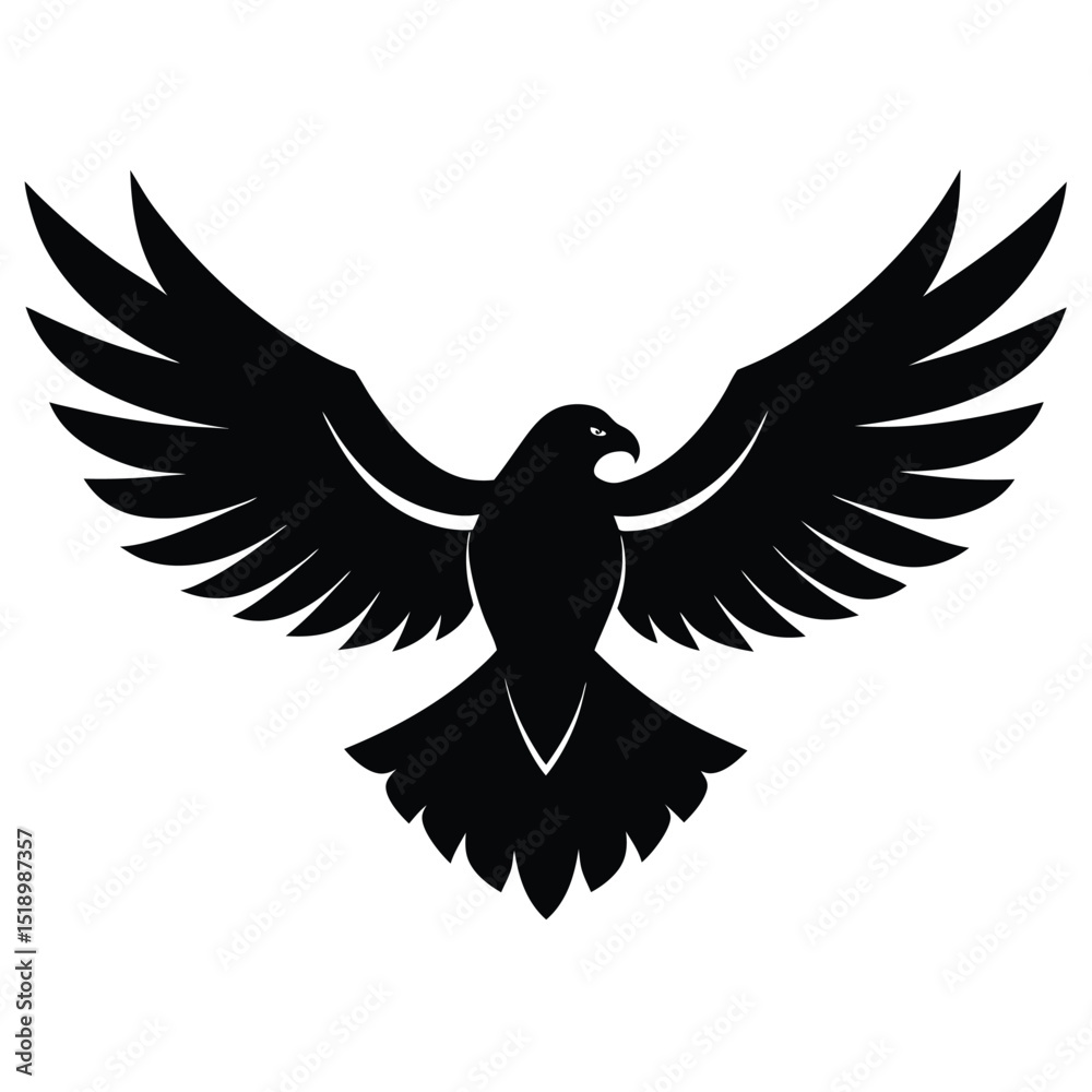 Obraz premium Silhouette of a Majestic Eagle in Flight with Fully Extended Wings and Sharp Gaze