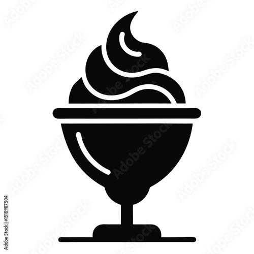Silhouette of Ice Cream in a Footed Glass Dessert Cup Icon
