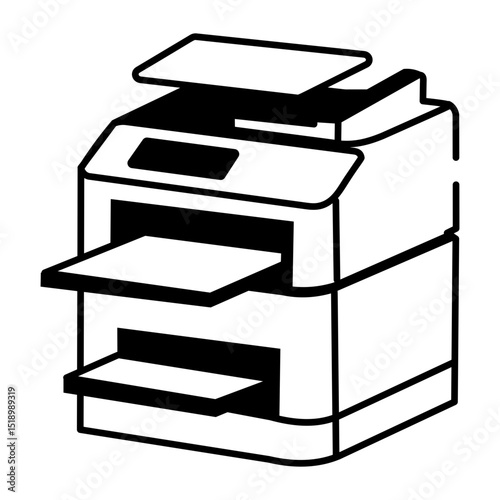 A doodle style icon of photocopier
