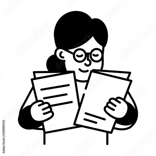 A hand drawn style icon of checking documents
