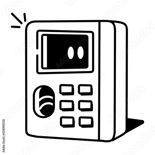 A sketchy style icon of attendance machine
