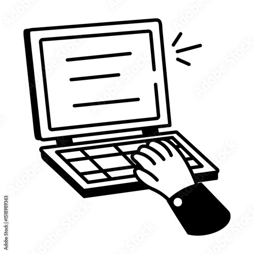 A doodle style icon of laptop

