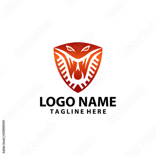 cobra shield logo design vector