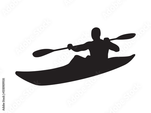 Kayaker Silhouette Paddling on Water - Outdoor Recreation & Sport Icon