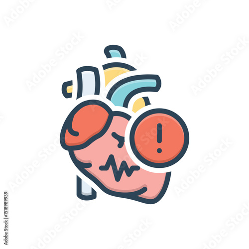Color illustration icon for heart disease