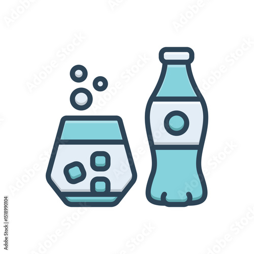 Color illustration icon for soda