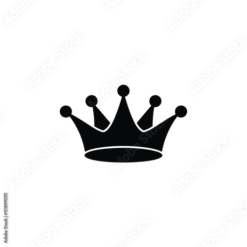 Silhouette of a Black Crown with Five Points and Round Jewels on Top