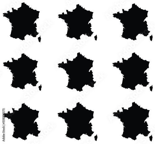 France map black silhouette vector style with white background