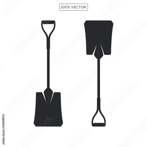 shovel isolated silhouette vector illustration on transparant background