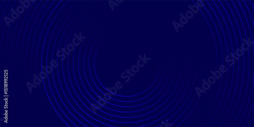 Abstract blue glowing geometric lines on dark blue background. Modern shiny blue circle lines pattern. Futuristic technology concept. Suit for cover, poster, banner, header, website.