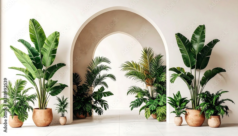 Minimalist Interior Design with Arch and Tropical Plants.contemporary, display, image, minimalist, photo, product, botanical, geometric, interior, life, scene, still, sunlight, surface, abstract, Minimalist Interior Design with Arch and Tropical Plants.contemporary, display, image, minimalist, photo, product, botanical, geometric, interior, life, scene, still, sunlight, surface, abstract,