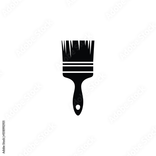 Simple Black and White Illustration of a Standard Paintbrush for Painting Projects