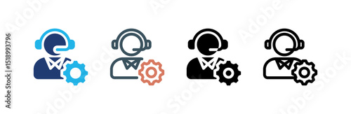 Support icon set multiple style collection