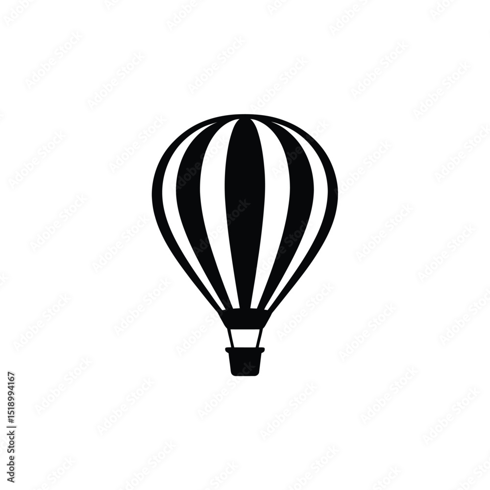 Naklejka premium Simple Black and White Striped Hot Air Balloon Illustration