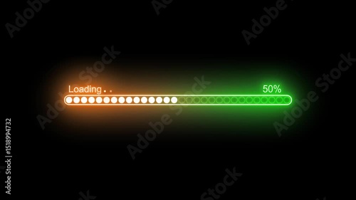Glowing Neon Loading Animation Bar, Sci-Fi Inspired Neon Loading Bar Animation with Looping Glowing Effect