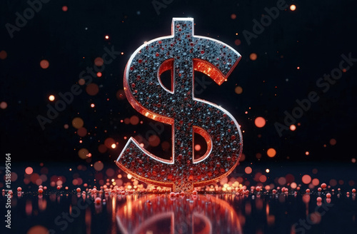 Shining Dollar Sign Symbol on a Dark Background