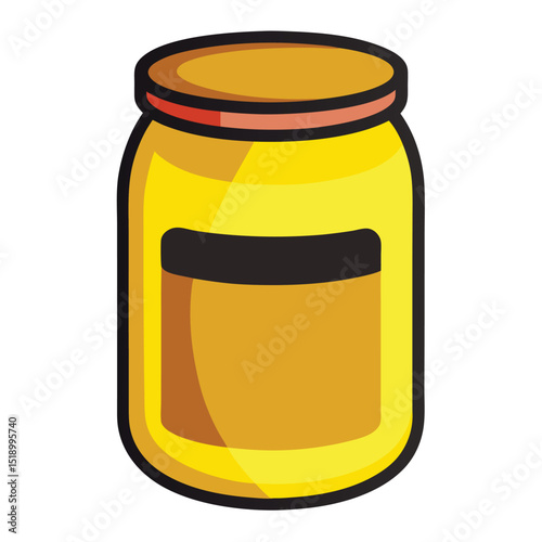 Yellow honey in a glass jar isolated on a white background, perfect for food, sweet, or savings illustrations