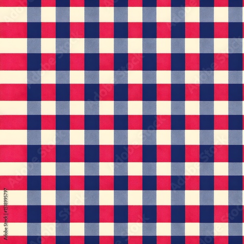 Classic Red, White, and Blue Gingham Seamless Pattern