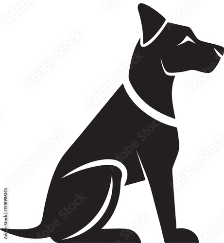 Minimalist Dog Vector Logo, Sitting Silhouette on Transparent Background, Pet Icon